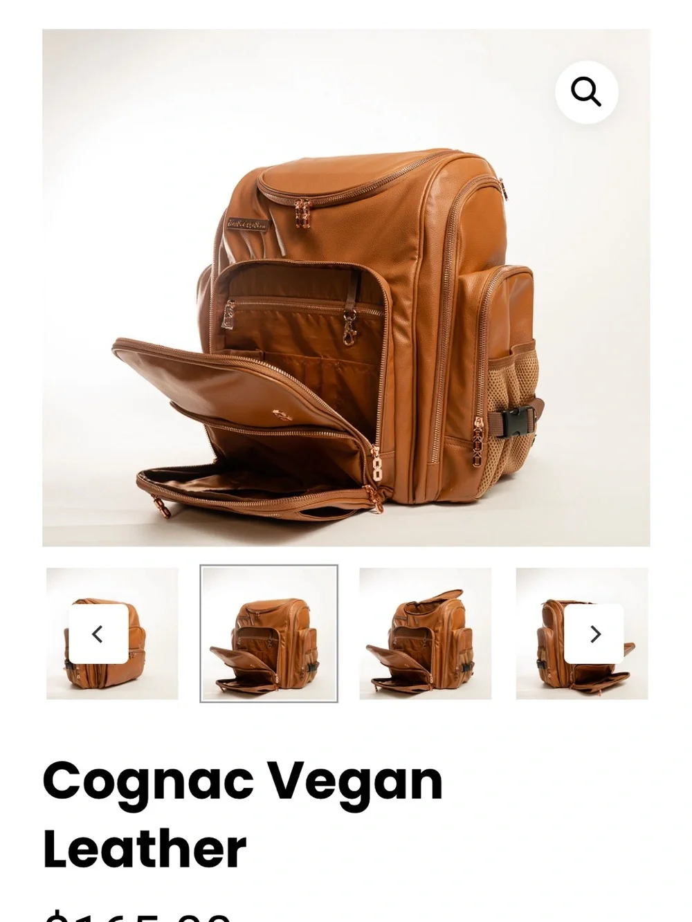 Elevated Creation Cognac Vegan Leather - Large Diaper Bag